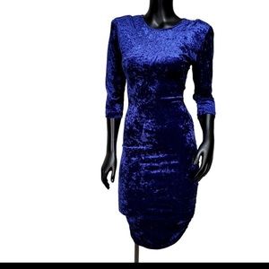 Vtg blue crushed velvet dress